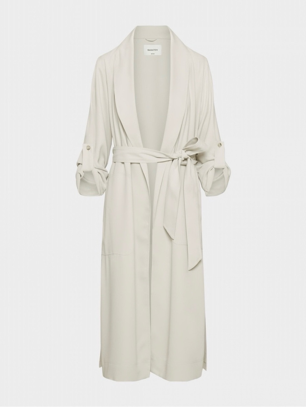 Aritzia Babaton Lightweight Long Duster Jacket in Light Beige Bone Color
